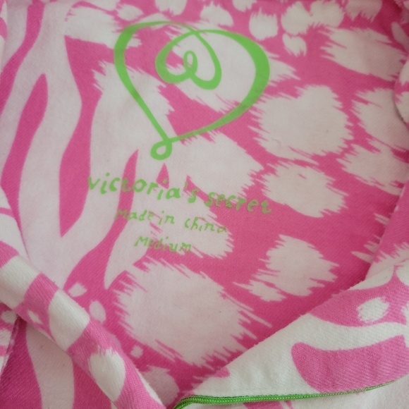 Victoria Secret Pink White Flannel Pajama 2 Piece Set - Picture 5 of 6